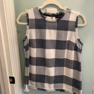 Banana Republic blue gingham sleeveless top.